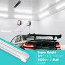 3FT LED Shop Light, 36W 5000lm Super Bright 6500K, Clear Cover, V-Shape, T8 LED Fixture, Linkable Shop Lights for Garage, Workbench, Workshop (2 Pack)