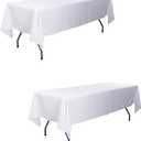 60 x 102 Inch Rectangular Polyester Tablecloth, White Washable Table Cloth for 6 Foot Table - Perfect for Wedding, Party, Restaurant, Banquet Decoration (2 Pack)