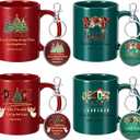 4 Sets Christian Coffee Mugs with Bible Verse Keychains Christmas Christian Gifts for Women & Men, 11oz Ceramic Scripture Coffee Cups Religious Keychains Inspirational Faith Based Church Gift