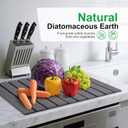 Large Stone Dish Drying Mat for Kitchen Counter, 24x16 Inches Diatomaceous Earth, 1-Second Absorption, Quick-Dry, Foldable, Non-Slip, Easy to Clean for Dishes - Dark Gray