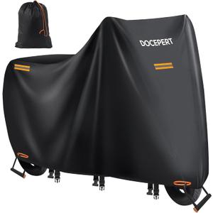 Motorcycle Cover Waterproof Outdoor, All Season Universal 420D Oxford Fabric Large Motorcycle Cover Indoor&Outdoor for Snow/Rain/Dust,4 Reflective Strips,3 Windproof Buckles (XXL 91"x38"x51")