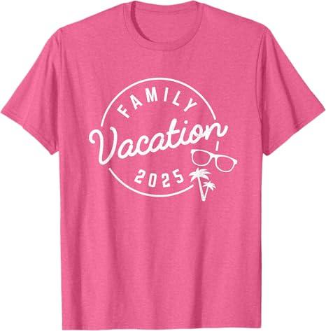 Family Vacation 2025 Funny Trip T-Shirt (Small, Pink)
