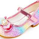 Walofou Flower Girls Iridescent Girl Shoes Princess Shoe Girls' Flat for Toddler/ Little Kid Girls' Shoes/ Big Kid (2806 Iridescent 9)