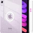 DUEDUE for iPad mini 7 2024 (A17 Pro)/iPad mini 6 2021 Case Magnetic, iPad mini 7th/6th Gen Cases Glitter Anti-Yellowing Sparkle Cover Transparent Case for iPad mini 7/Mini 6, Clear/Glitter