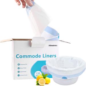 Commode Liners - 120 Bedside Commode Liners Disposable Lemon Scented Commode Bags,Thicker Potty Chair Liners for Bedside Toilet Bucket,Bedpan,Portable Camping Toilet