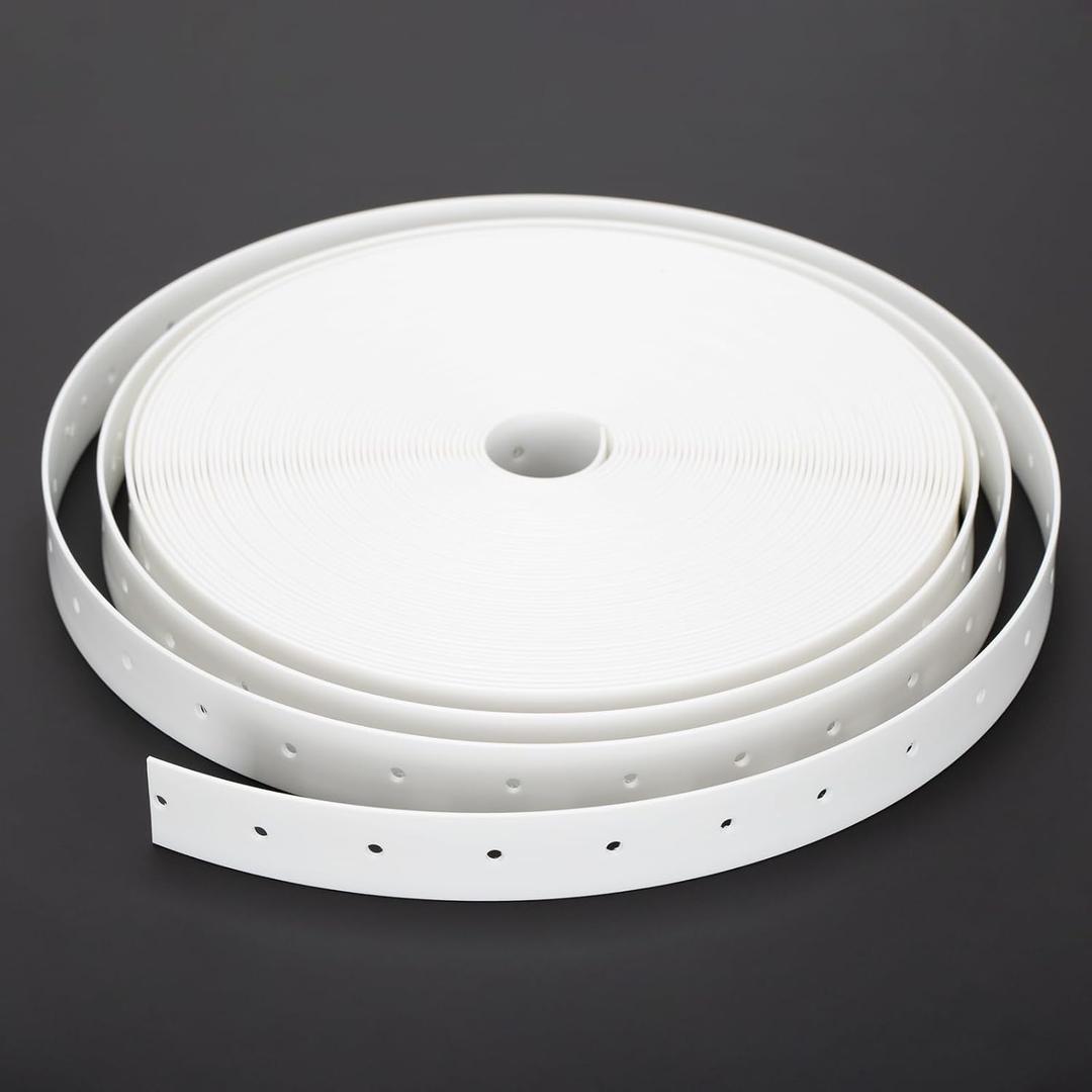 Plastic Hanger Strap 3/4 Inch x 52Feet Reinforced Flexible Hanger Strap for Pipe & Ducts Securing in Plumbing & HVAC, White