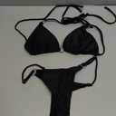 Sexy Bikinis for Women 2 Piece Bikini Spaghetti Strap Swimsuits Solid Color Bathing Swimwear Triangle Bathing Suit, S, Black