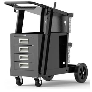 TOOLIOM Welding Cart with 4 Drawers Cabinet,Rolling Welder Cart for TIG MIG Welder and Plasma Cutter 360° Swivel Wheels Welding Trolley