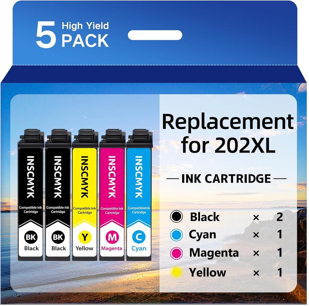 for 202XL Ink Cartridges Remanufactured Replacement for Epson Printer for Epson 202XL Ink Cartridges Multipack for 202 T202 XL High Yield for XP-5100 WF-2860 Printers