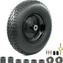 4.80/4.00-8" Pneumatic Tire and Wheel Assy,2PR (Air Filled)- 5/8"or 3/4" Powdered Metal bushings and 3"or 6"Center Hub, for Wheelbarrows,Garden and Utility Carts,Trolleys,Wagon and More, 16