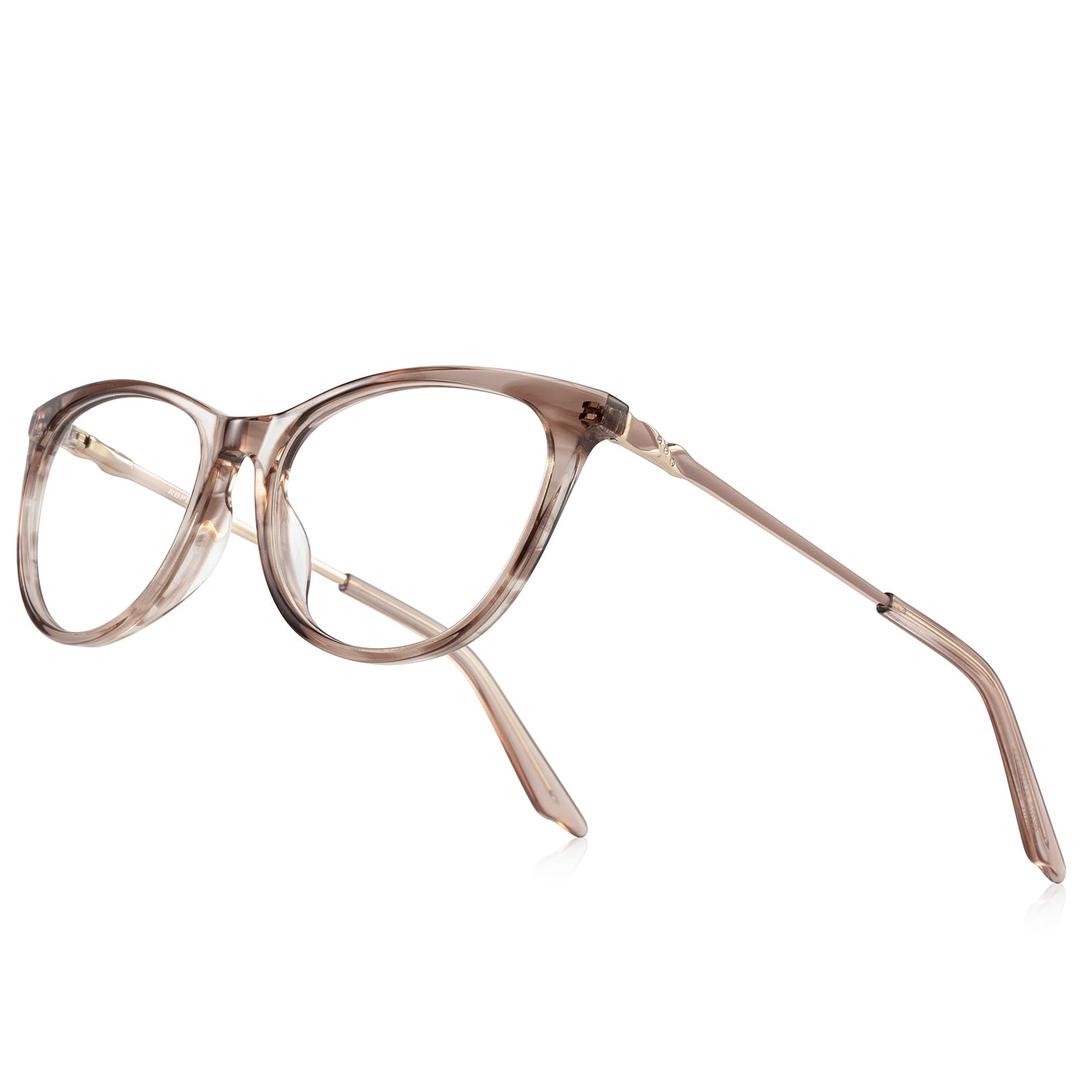 RB.Pilot Cat Eye Reading Glasses for Women Blue Light Blocking Readers- Acetate Frame Spring Hinge, 0.0 x
