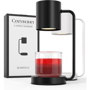 Cozyberry Querencia Candle Warmer Lamp, 1-, 2-, 4-Hour Timer, 2 x Bulbs Included, Compatible with All Candles, Candle Lamp, 110-120V, Dimmable Candle Melter, Small & Large Size Jar Candles (Black)