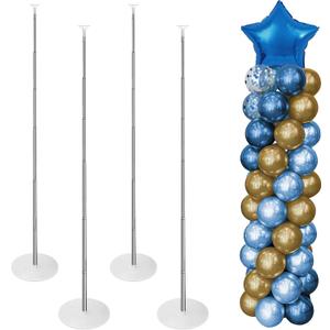 4 Sets Metal Balloon Stand, Balloon Arch Kit of 4, 7 Feet Adjustable, Durable, Ideal for General Celebrations, Children, Unisex, Christmas, Event Planners, Party Organizers, 84 Inches