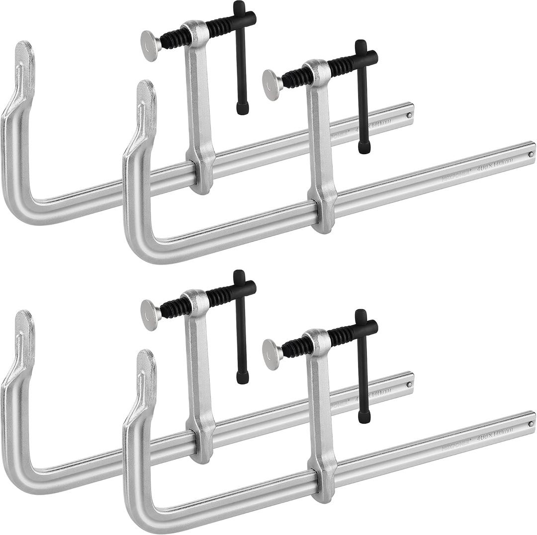 MAXPOWER Deep Throat F Clamp 15-5/8" x 5-5/8" (400 x 140 mm), Heavy Duty Bar Clamp for Welding, Pack of 4