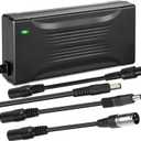 54.6V 3A Charger for 48V 13S Lithium Li-ion Battery Pack, 48 Volt Universal Battery Charger with 3 pin XLR Connector, 5.5 * 2.5mm, 5.5 * 2.1mm Male Plug, 8mm 3 Prong Female Plug