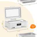 Electric Chafing Dish, 9 QT Full Size Touch Screen Chafing Dishes for Buffet Roll Top Set Food Servers and Warmer with Glass Lid for Catering, Parties, Weddings, Silver