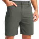 Viodia Men's Golf Shorts with Pockets 7 Inch Flat Front Slim Fit Chino Stretch Shorts for Men Summer Casual Dress, Sage Green  (38)