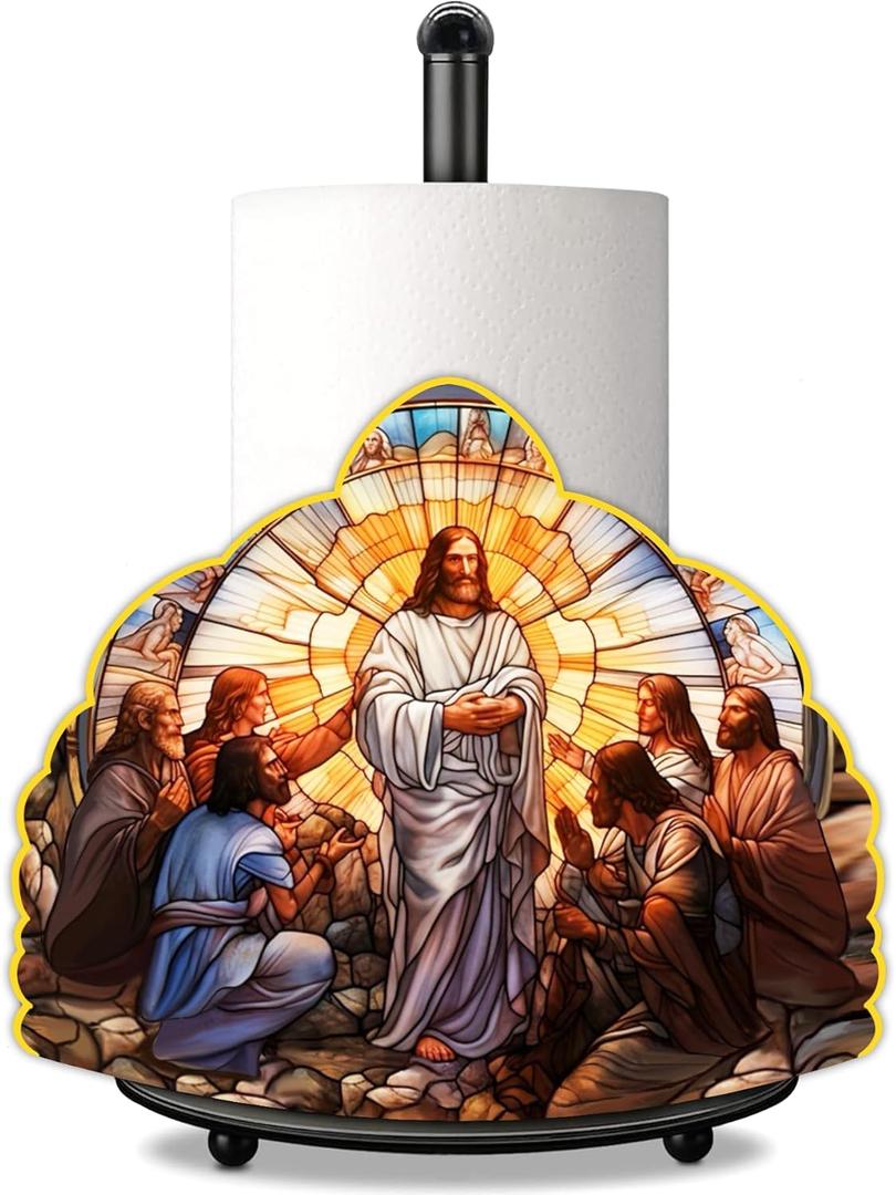 Nativity Scene Christianity Paper Towel Holder Countertop for Christmas Indoor Kitchen & Bathroom Decorations Xmas Decor Home Large Metal Paper Towel Holders for Christian