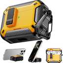 RFUNGUANGO Compatible with Airpods Pro Case 2nd / 1st Generation Protective Case, Compatible with MagSafe, with Cleaning Kit & Keychain,Phone Stand,Magnetic Automatic Lock, Visible LED, Yellow