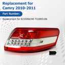 WFLNHB Right Side Outer Tail Light Assembly Replacement for Toyota Camry 2010-2011 Passenger Side Rear Brake Lamp 8155006340 TO2805106