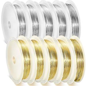 10 Roll 230ft Jewelry Wire for Making 18, 20, 22, 24, 26 Gauge Craft Beading Wire Jewelry Making Supplies Bendable Copper, 5 Size(Gold and Silver)