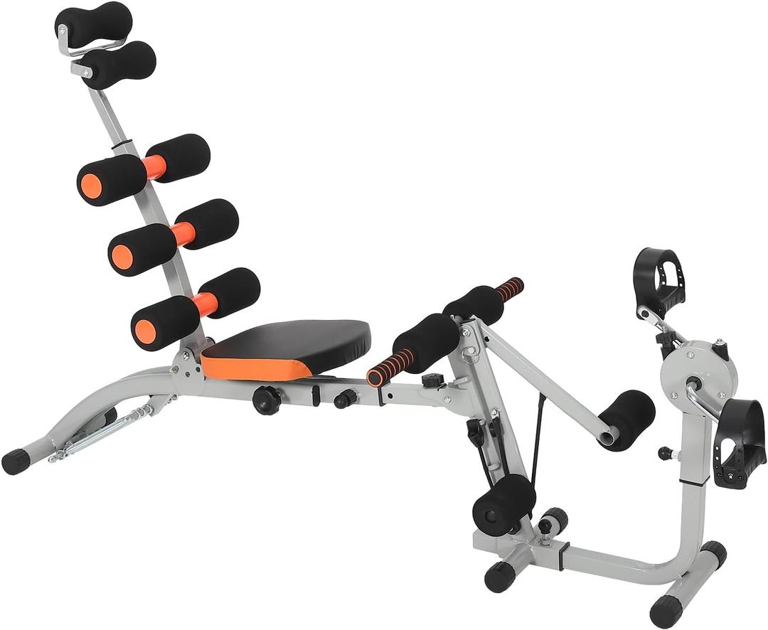 Multifunctional Ab Machine, Adjustable Sit Up Bench, Core Workout Bench for Abdominal Training, Foldable Home Gym Fitness Equipment with Ergonomic Back Support, Full Body Exercise