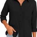 Diosun Womens Button Down Shirts Long Sleeve Cotton Stylish Gauze Tops Casual Loose Fit Blouses with Pocket (Yellow, M)