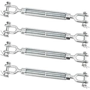 TAICHEUT 4 Pack M12 Galvanized Steel Turnbuckle, 1/2 Inch Heavy Duty Jaw and Jaw Turnbuckle, Weather Resistant Forged Turnbuckle for Tension Cable, Rope, Chain, 2200 lbs Working Load