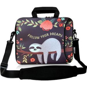 RICHEN 14 15 15.4 15.6 inch Laptop Shoulder Bag Messenger Bag Notebook Handle Sleeve Neoprene Carrying Tablet Case with Accessories Pocket (14-15.6 inch, Sloth) (Disc)