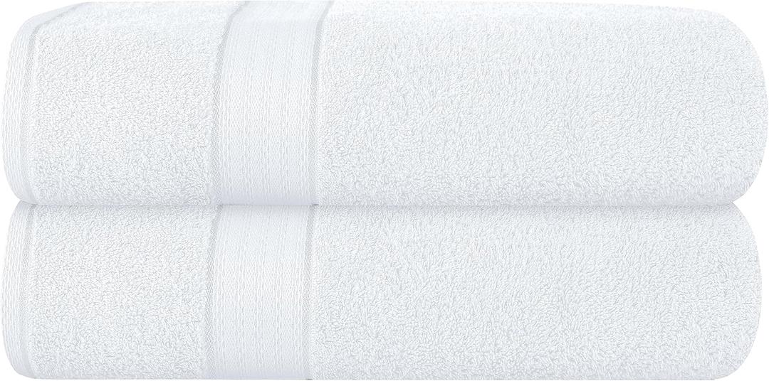 GLAMBURG 700 GSM Premium Cotton 2-Pack Oversized Extra Large Bath Sheet Set - 100% Combed Cotton - 2 Bath Sheets 35x70 - Luxury Hotel & Spa Quality - Durable Ultra Soft Highly Absorbent - White