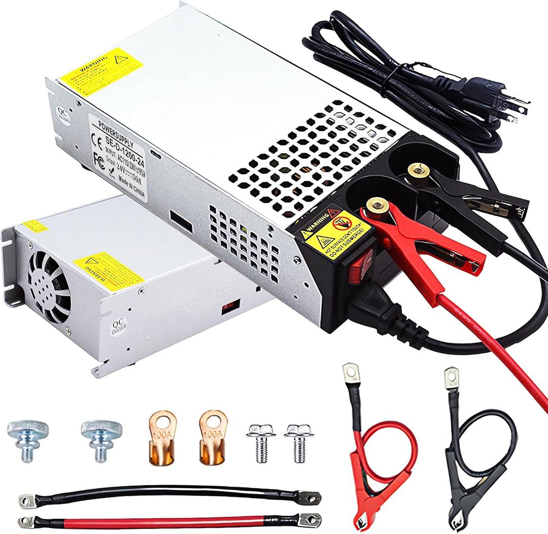 24V 50A 1200W Power Supply Switching Universal Regulated AC to DC Converter AC 110V 220V to DC 24V SMPS Transformer Driver Adapter for LED Strip Light, CCTV Camera, RV (DC24V-50A-1200W)