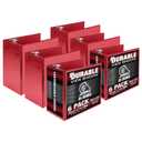 Samsill Durable 6 inch 3 Ring Binder, Made in USA, Locking D Ring FSC 100% Recycled Chipboard, Red, 6 Pack