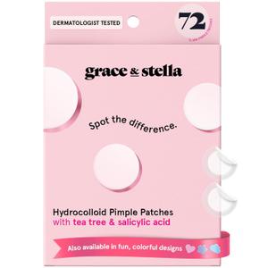 grace & stella Award Winning Pore Strip Pimple Patches for Face - Hydrocolloid Acne Patches for Shrinking Zits, Whiteheads - Spot Stickers - Dermatologist-Tested, Vegan (Invisible, 72 Count)