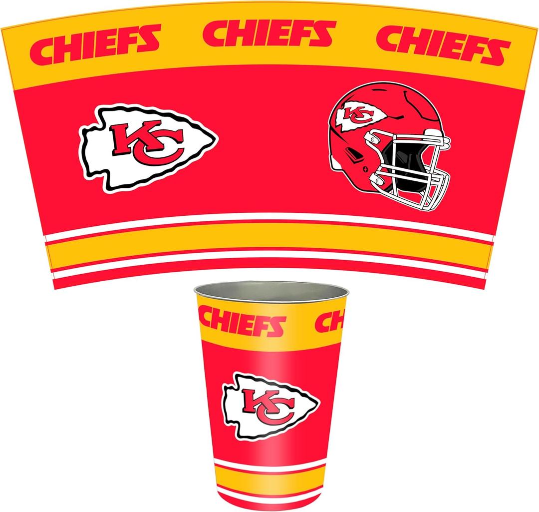 FANMATS 34680 NFL - Kansas City Chiefs Wastebasket | Red | 15"x10.5"x10.5" | Primary Logo, Helmet, & Wordmark