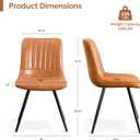 Dining Chairs Set of 2, Modern Dining Chairs with Thick Cushions, PU Leather Upholstered Kitchen Dining Room Chairs with Metal Legs for Dining Living Room (Caramel), 2 Pcs
