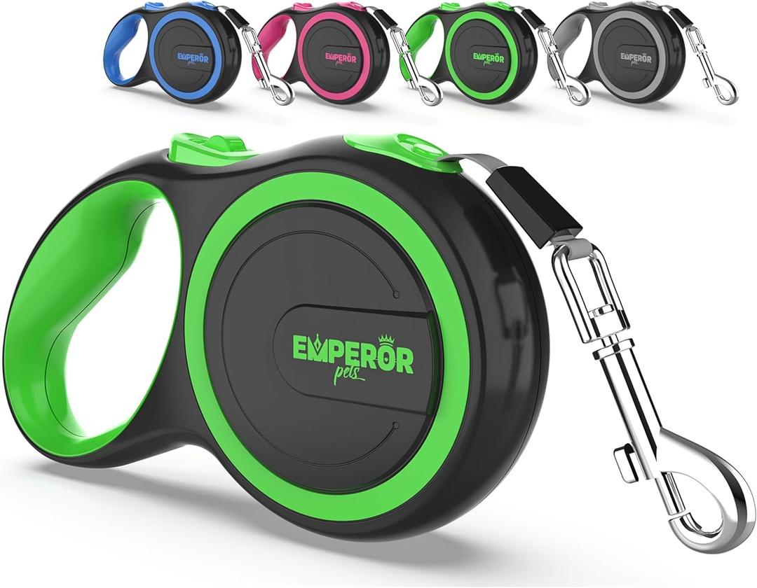 Emperor Pets 26 ft Retractable Dog Leash Large Dogs - Up to 110lbs, Heavy Duty Leash Retractable 26 ft, Dog Leashes for Large Breed Dogs -GN26 (Green)