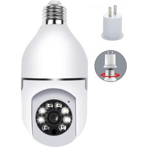 Light Bulb Security Camera TUYA, E27 WiFi Color Night 360 Degree Pan/Tilt Panoramic IP Camera, 2.4GHz 1080P Smart Home Surveillance Kids Cam with Motion Detection Alarm Night Vision Two Way Talk