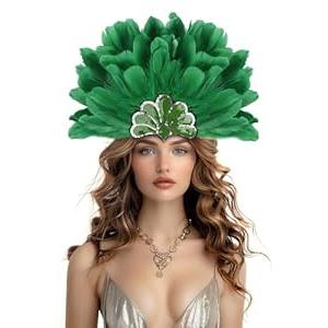 Green Feather Sequin Headwear Carnival Headpiece Showgirl Cosplay Accessories for Women