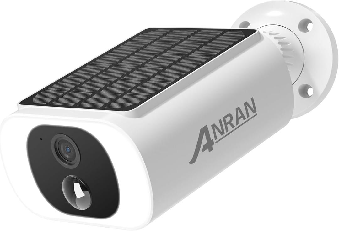 ANRAN 2K Solar Security Cameras Wireless Outdoor, 2.4Ghz WiFi Surveillance Outdoor Camera for Home Security with Embedded Solar Panel, Color Night Vision, 2-Way Talk, IP67 Waterproof, Work with Alexa (3MP-White)