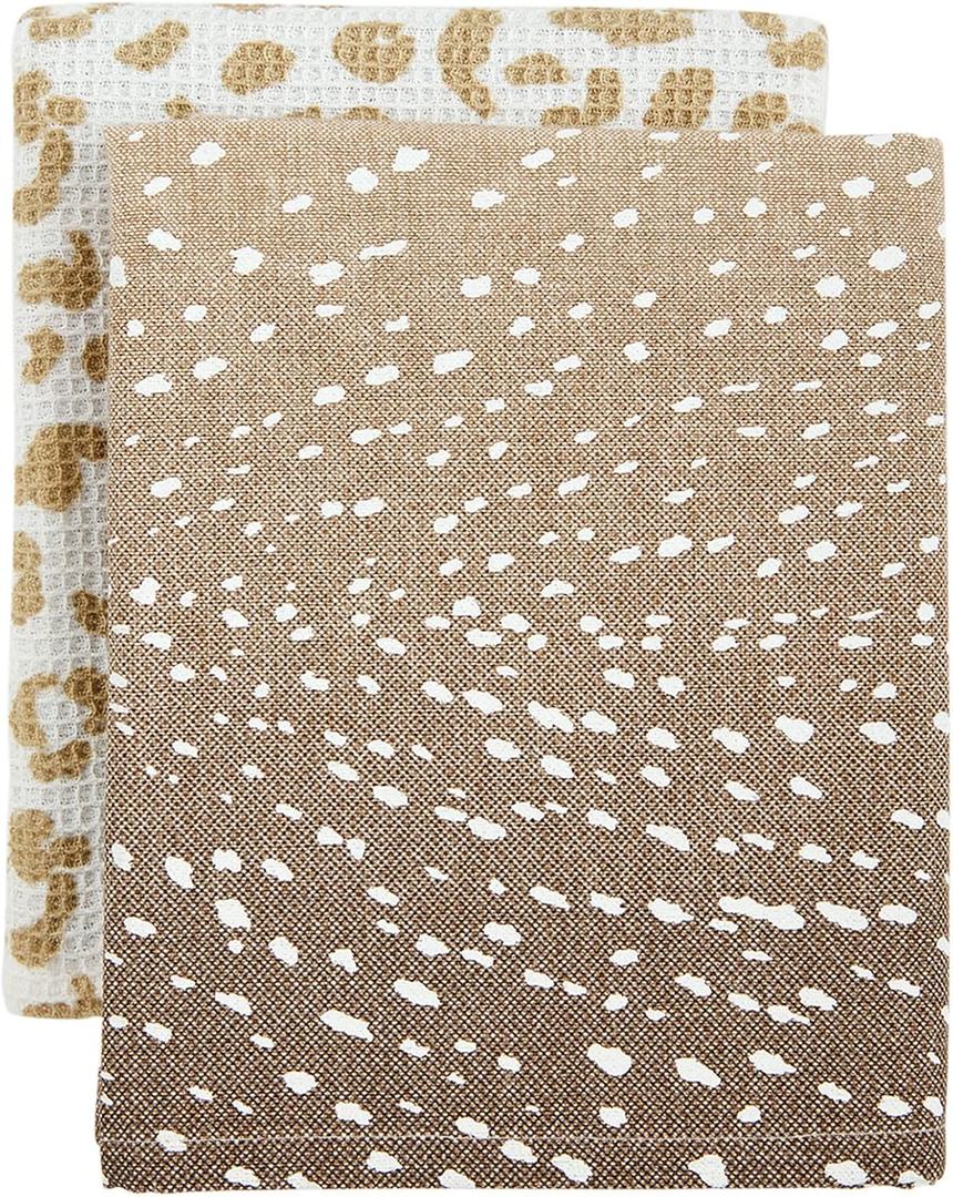 Mud Pie Leopard Towel Set, Fawn, 26" x 16.5"