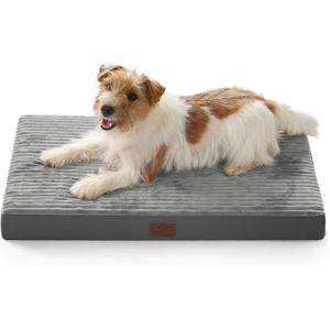 Bedsure ComfyFleece Dog Bed Medium Size Dog - Orthopedic Pet Beds with Removable Washable Cover, NOT Waterproof Egg Crate Foam Puppy Mat, Suitable for Pet Up to 35 lbs, 29"x18"x2.8", NOT for Chewers