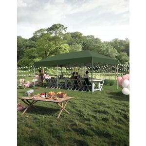 10'x 20' Pop up Canopy Tent with 210 D Oxford Fabric, Portable Instant Commercial Canopy Including 12 Stakes 6 Sandbags for Farmers' Market, Wedding Event, Outdoor Camping-Green