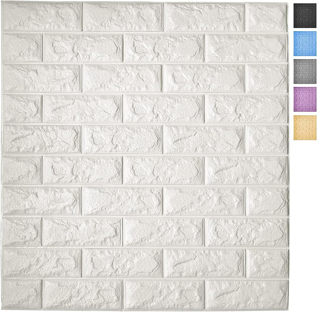 Art3d 11-Pack Peel and Stick 3D Wall Panels for Interior Wall Decor, White Brick Wallpaper, Covers 64 Sq.Ft
