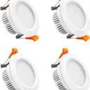YGS-Tech 3 Inch LED Recessed Lighting, Dimmable Downlight 5W(40W Halogen Equivalent), CRI80, 2700K Ultra Warm White, Ceiling Light with LED Driver(4 Pack)