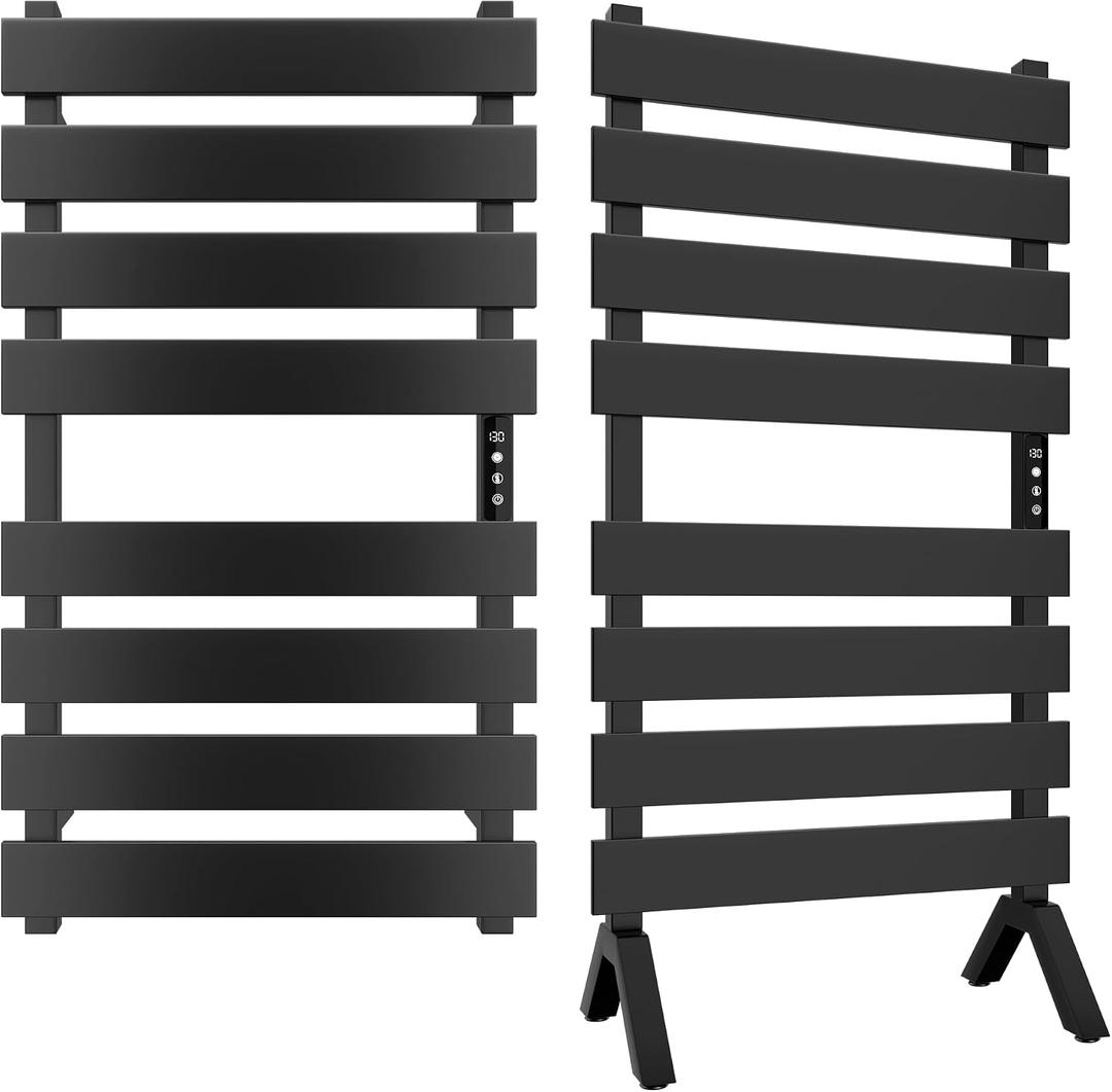 Poloma Freestanding Heated Towel Racks for Bathroom, Towel Warmer Rack, Towel Dryer, Matt Black. CSA Certified