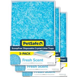 PetSafe ScoopFree Self-Cleaning Cat Litter Box Tray Refills with Premium Blue Non-Clumping Crystals, 3-Pack