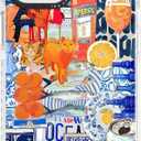 for iPhone 12 mini Case, Mediterranean Aperol Collage Pattern, Military-Grade Drop Protection, Playful Coastal Soft Slim TPU Protective Cover with Camera Protection for Women & Girls (BeachsidePub)