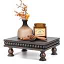 EOSAHR Pine Wood Display Riser – Boho Pedestal Stand for Home Decor, Showcasing Apartment Essentials, Perfume Tray or Coffee Table Accents – Modern Farmhouse Decor(Old Black)