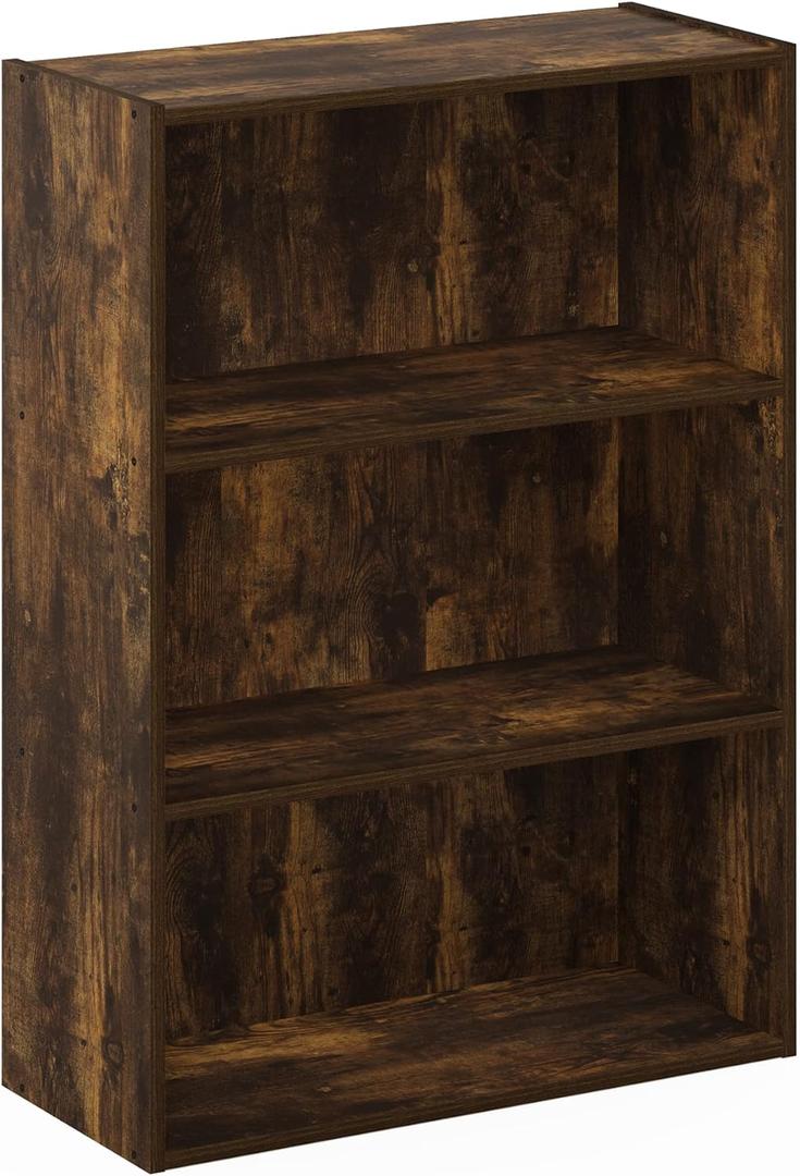 Furinno Pasir 3-Tier Open Shelf Bookcase, Amber Pine (3-Tier, Amber Pine)