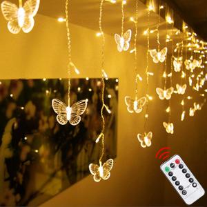 Butterfly Curtain Lights, 4.9ft 48 LED USB Window Fairy Lights 10 Butterflies 8 Modes Firefly Twinkle Timer String Lights with Remote for Room Bedroom Wall Ceiling Party Wedding Christmas